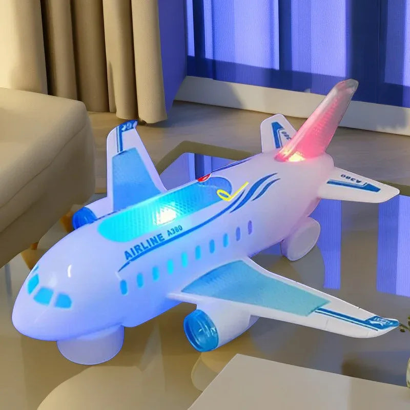Jouet d'avion musical lumineux électrique et universel pour enfants