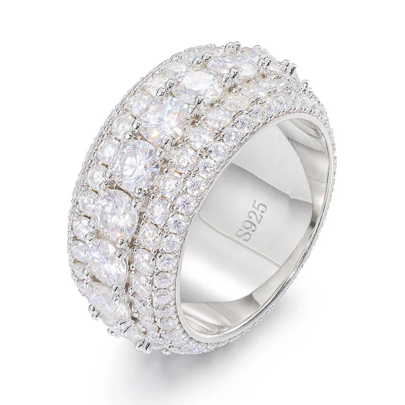 Bague unisexe en argent sterling 925 et moissanite