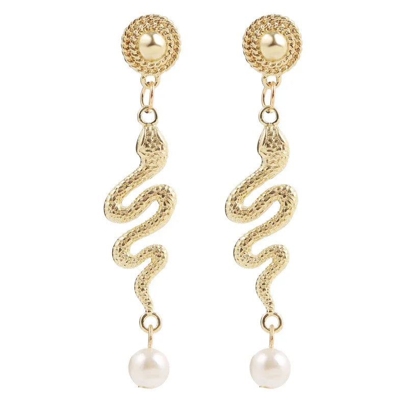 Bijoux boucles d'oreilles perles serpent animaux créatifs tendance Ins