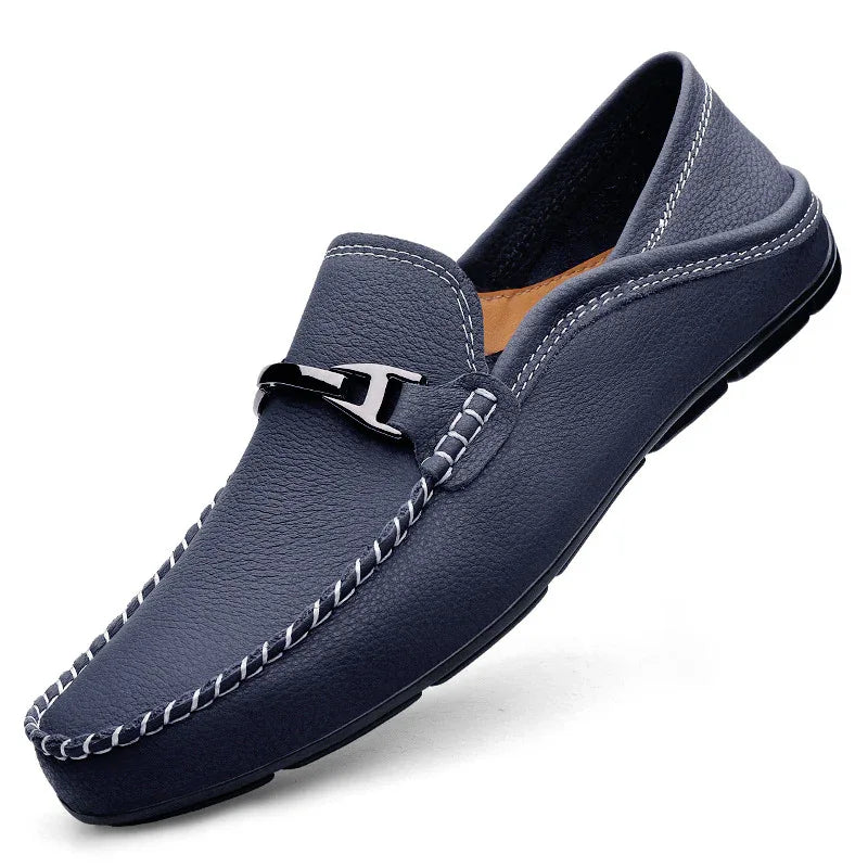 Extragroße Freizeit-Lederschuhe, verbreiterte Gommino-Loafer