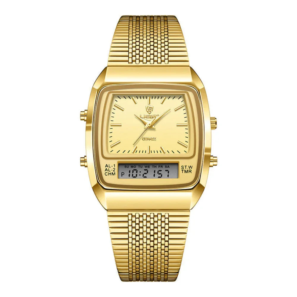 Business Casual Wasserdichte elektronische Quarz-Uhr mit Doppeltanzeige