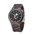 Montre en bois pour homme avec mouvement japonais 2035 et aiguilles lumineuses