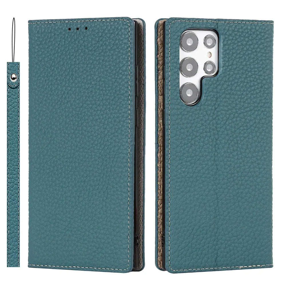 Coque de téléphone en cuir Litchi pour Galaxy S24 Ultra