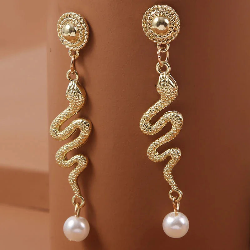 Bijoux boucles d'oreilles perles serpent animaux créatifs tendance Ins