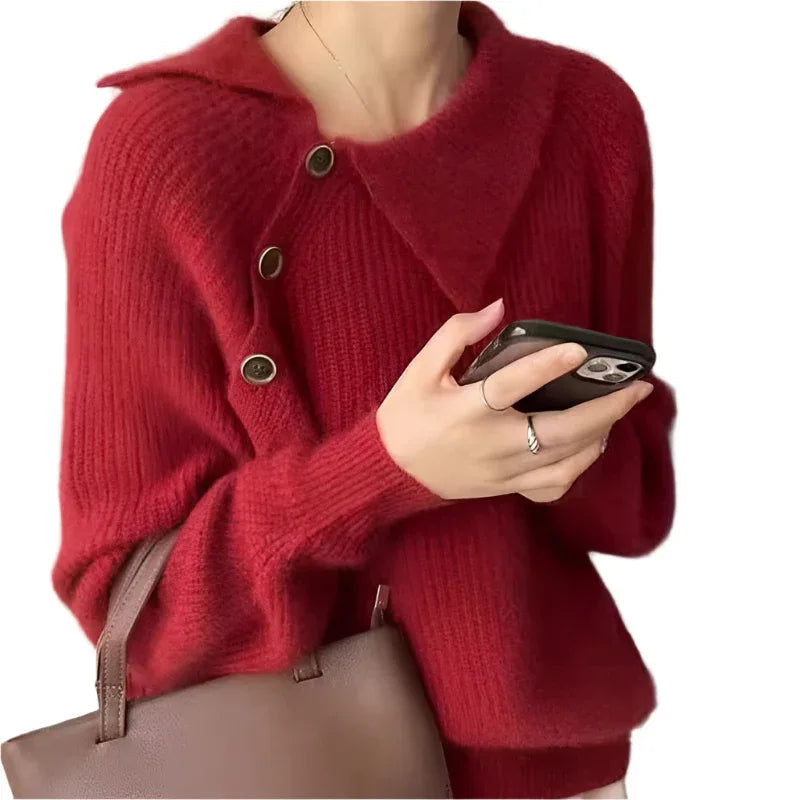 Haut en tricot irrégulier pour femme
