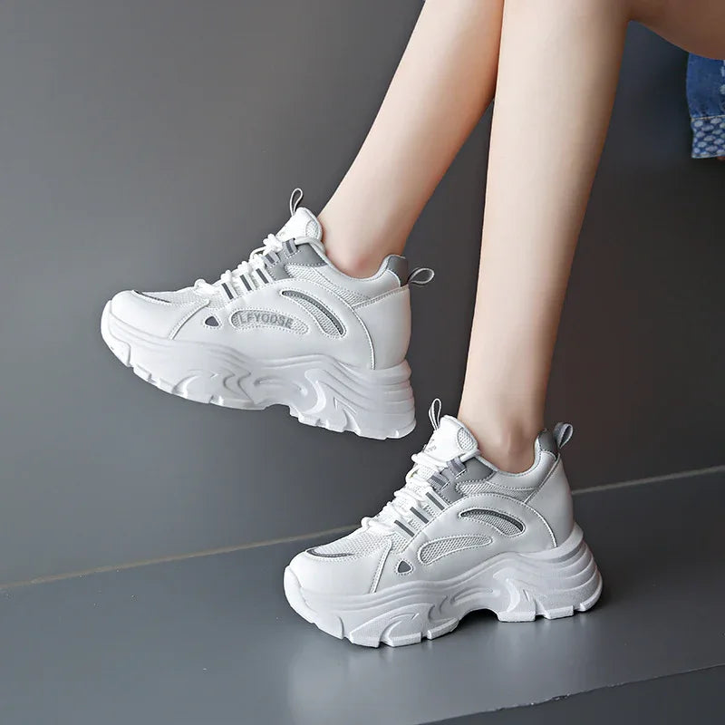 Baskets compensées pour femmes Chaussures de sport décontractées tendance