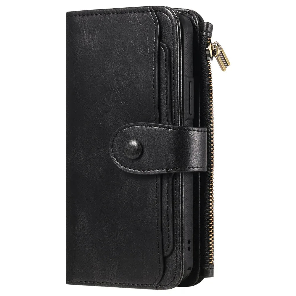 Leder Retro Handyhülle Multifunktionsbrieftasche mit Magnetverschluss