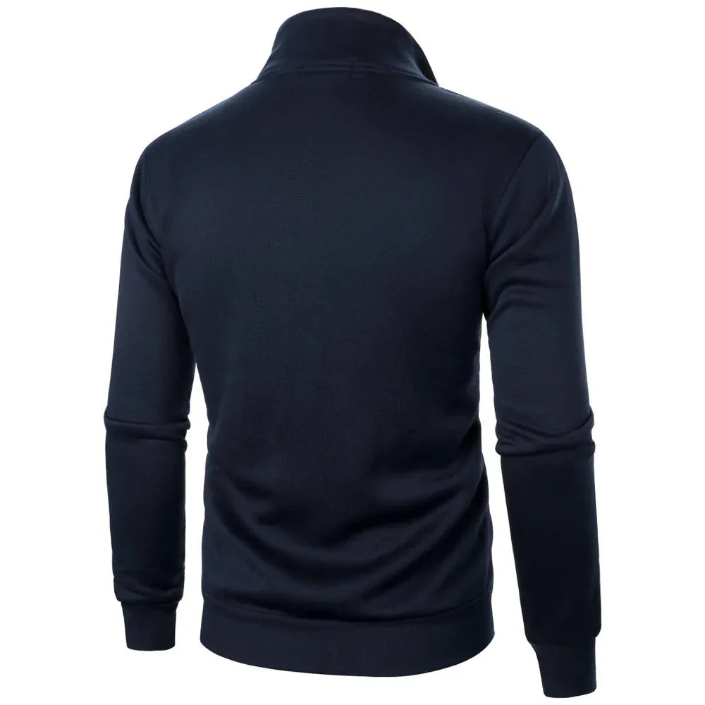 Cardigan à col montant zippé en polaire épais, poignets côtelés, sweat-shirt décontracté