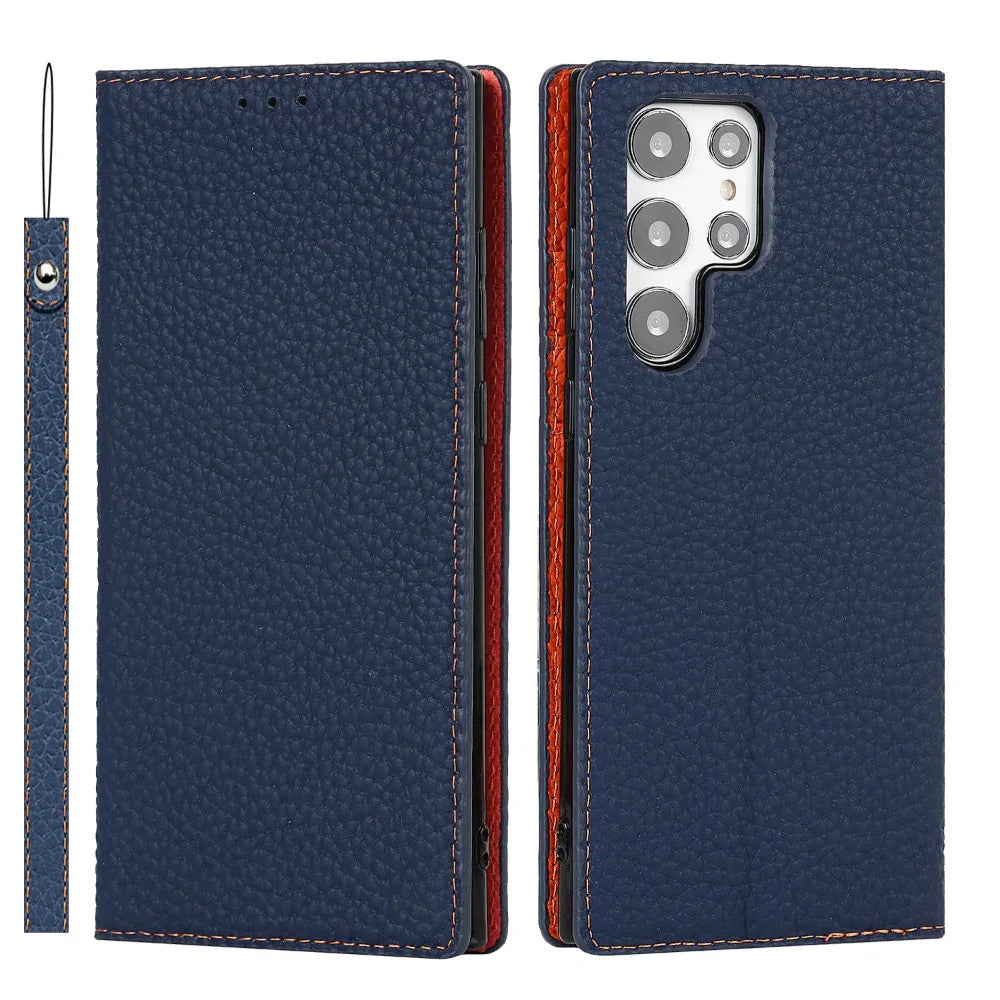 Coque de téléphone en cuir Litchi pour Galaxy S24 Ultra