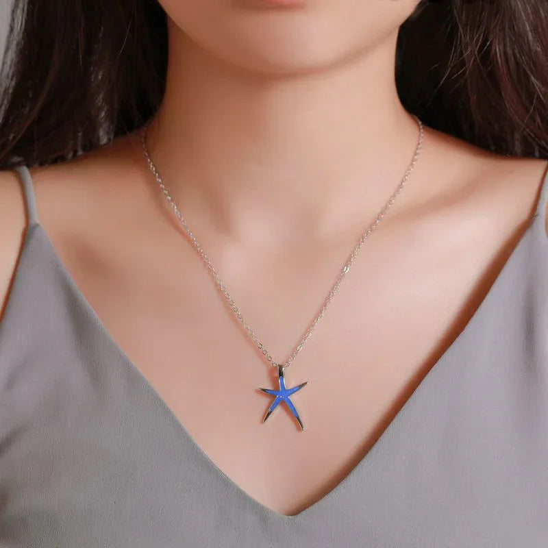 Collier pendentif étoile de mer pour femme style européen et américain