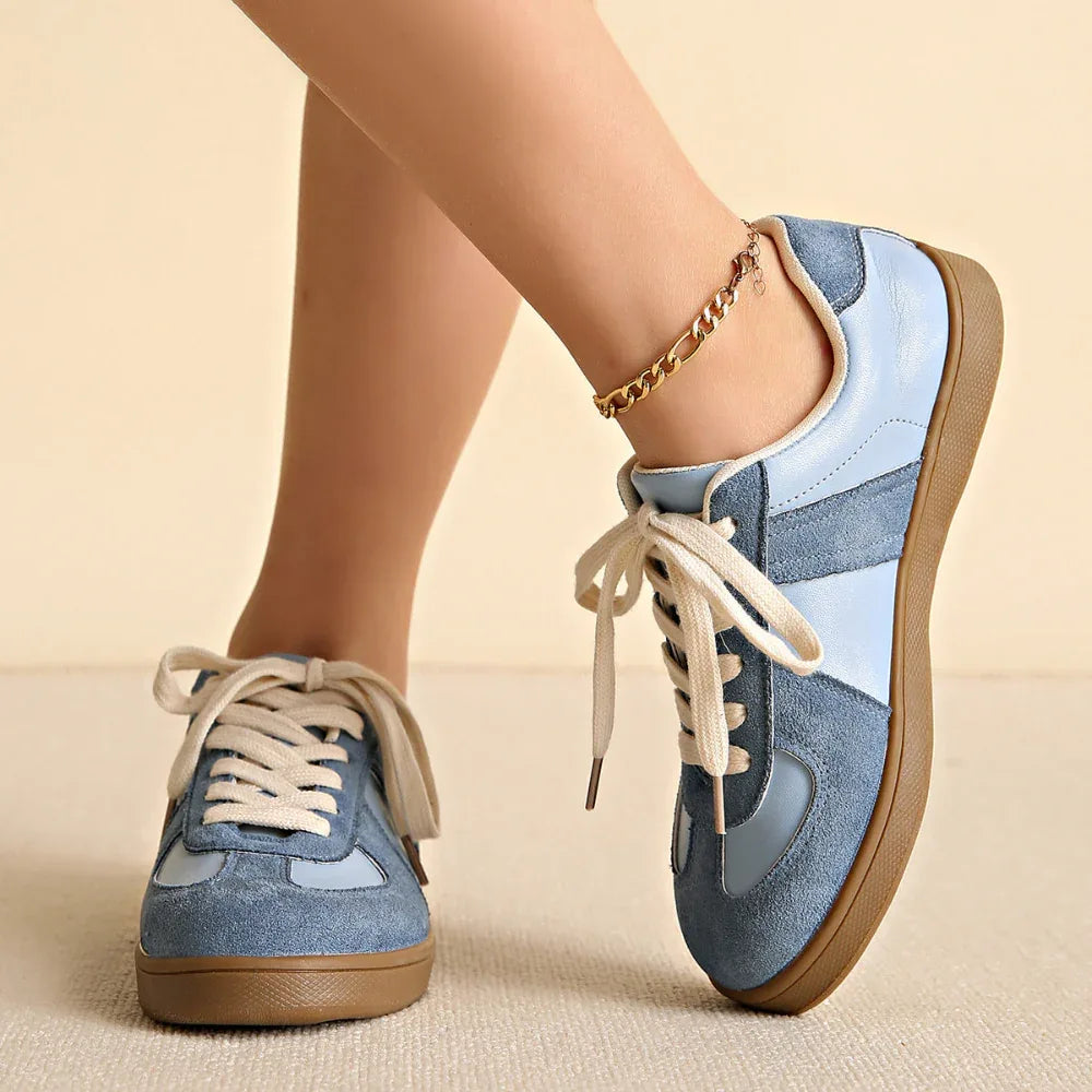 Runde Zehenpartie All-Matching Schnürsenkel Flache Retro Low-Top Sportschuhe