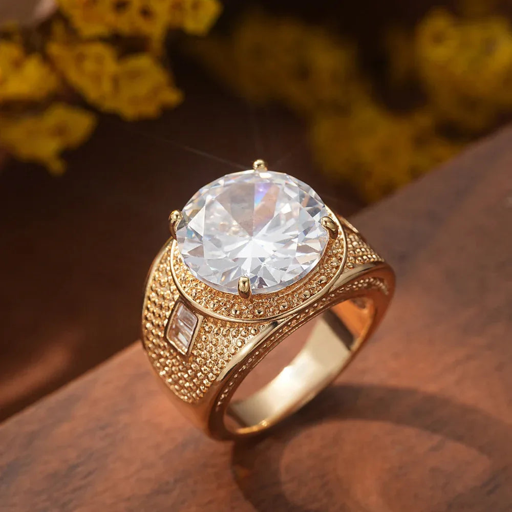 Bague de mode européenne et américaine pour homme avec zircon rond