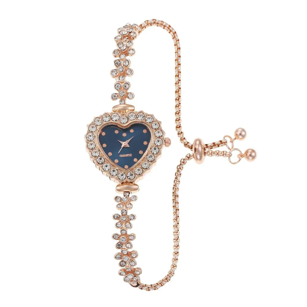 Montre élégante pour femme, assortie à tout, avec chaîne de fleurs incrustée de diamants