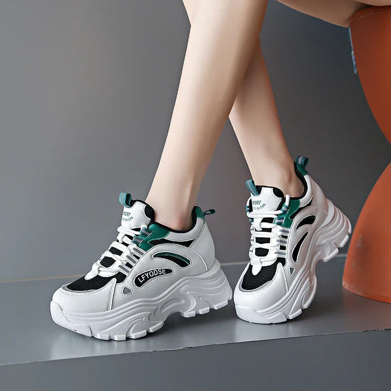 Baskets compensées pour femmes Chaussures de sport décontractées tendance
