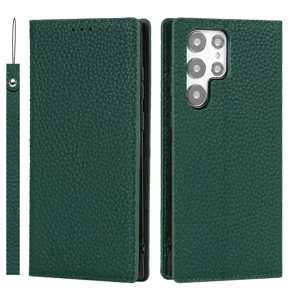 Coque de téléphone en cuir Litchi pour Galaxy S24 Ultra