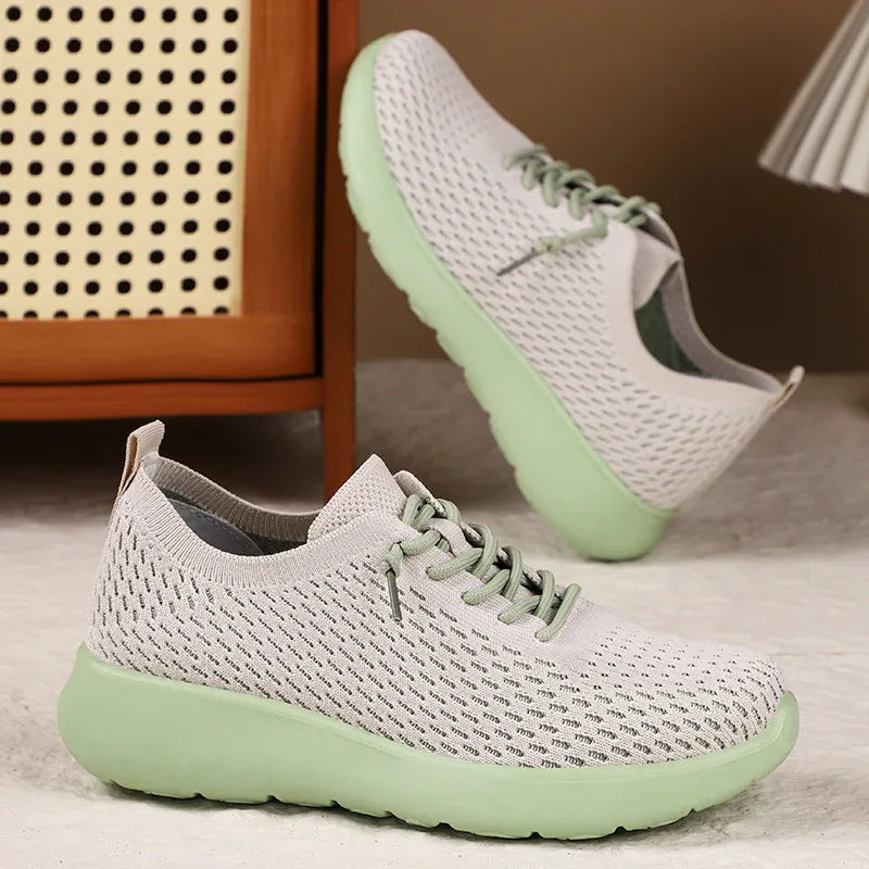 Bequeme Damen-Sneaker, atmungsaktiv, mit dicker Sohle, Freizeitschuhe