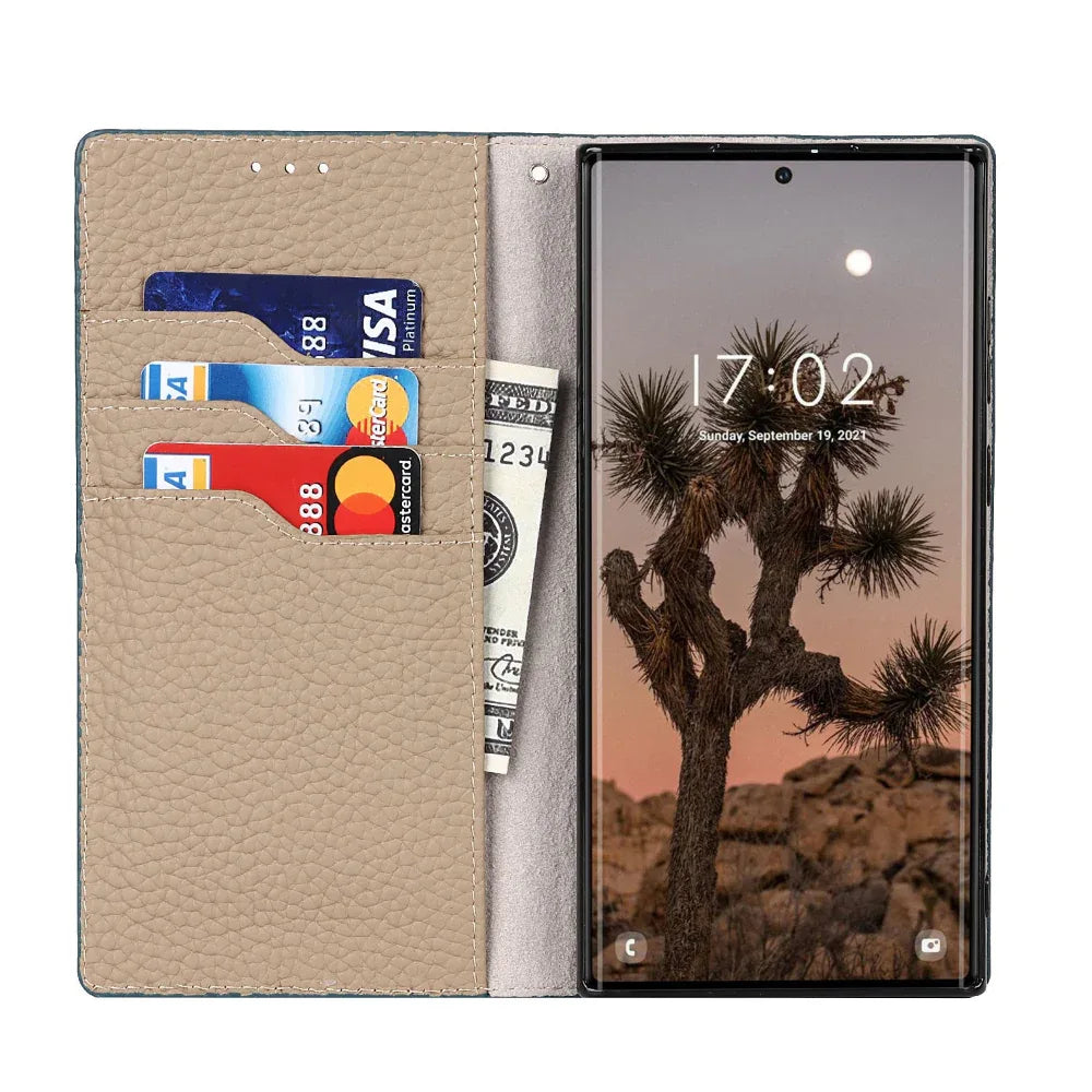 Coque de téléphone en cuir Litchi pour Galaxy S24 Ultra