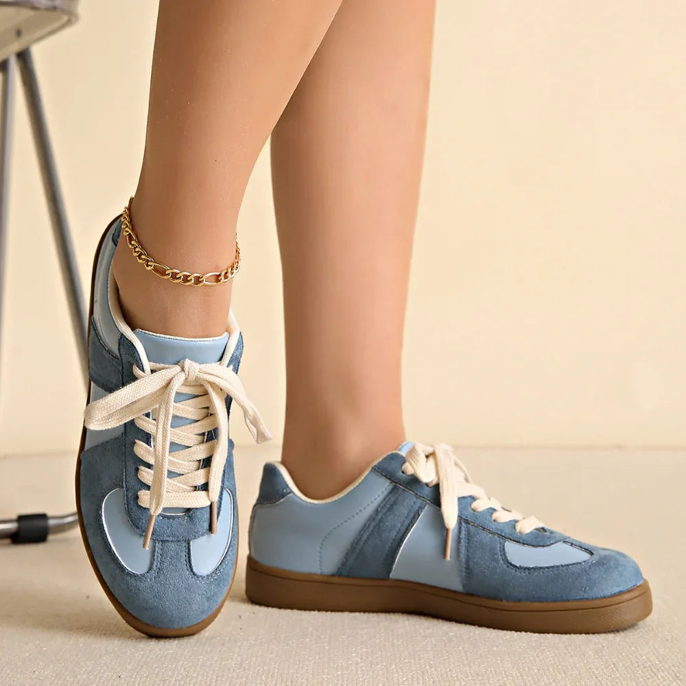 Runde Zehenpartie All-Matching Schnürsenkel Flache Retro Low-Top Sportschuhe