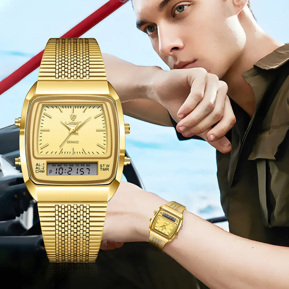 Montre électronique à quartz double affichage étanche décontractée et élégante
