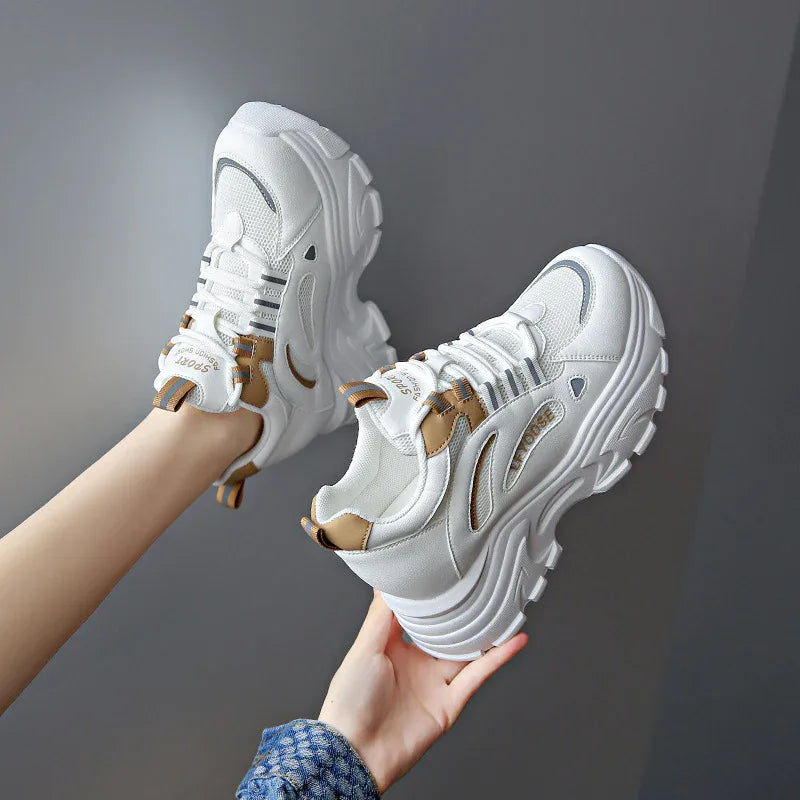 Baskets compensées pour femmes Chaussures de sport décontractées tendance