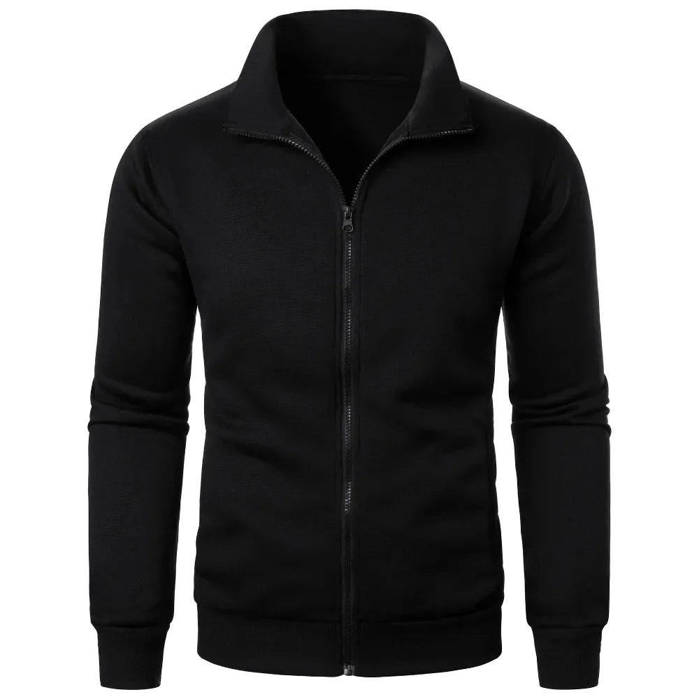 Cardigan à col montant zippé en polaire épais, poignets côtelés, sweat-shirt décontracté