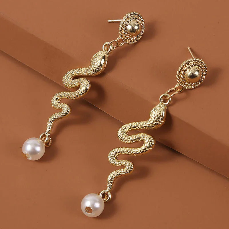 Bijoux boucles d'oreilles perles serpent animaux créatifs tendance Ins