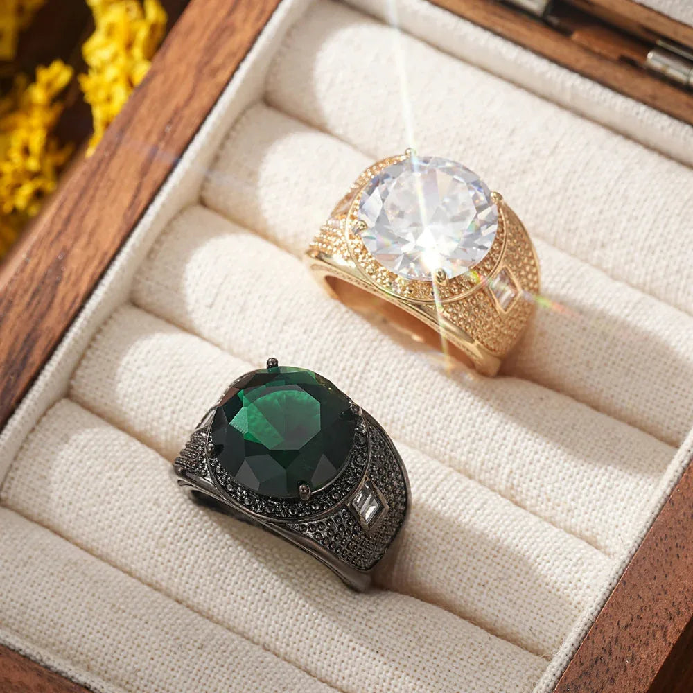 Bague de mode européenne et américaine pour homme avec zircon rond