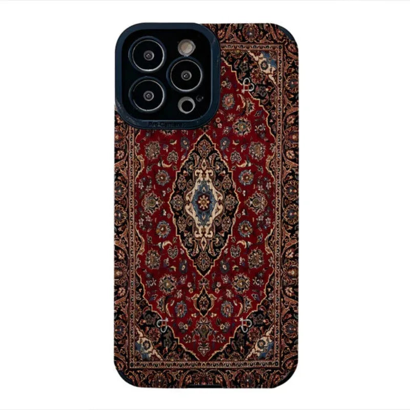 Étui de téléphone en similicuir imitation tapis persan