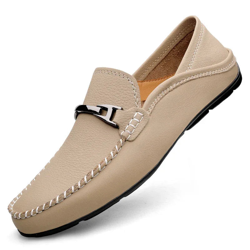Extragroße Freizeit-Lederschuhe, verbreiterte Gommino-Loafer