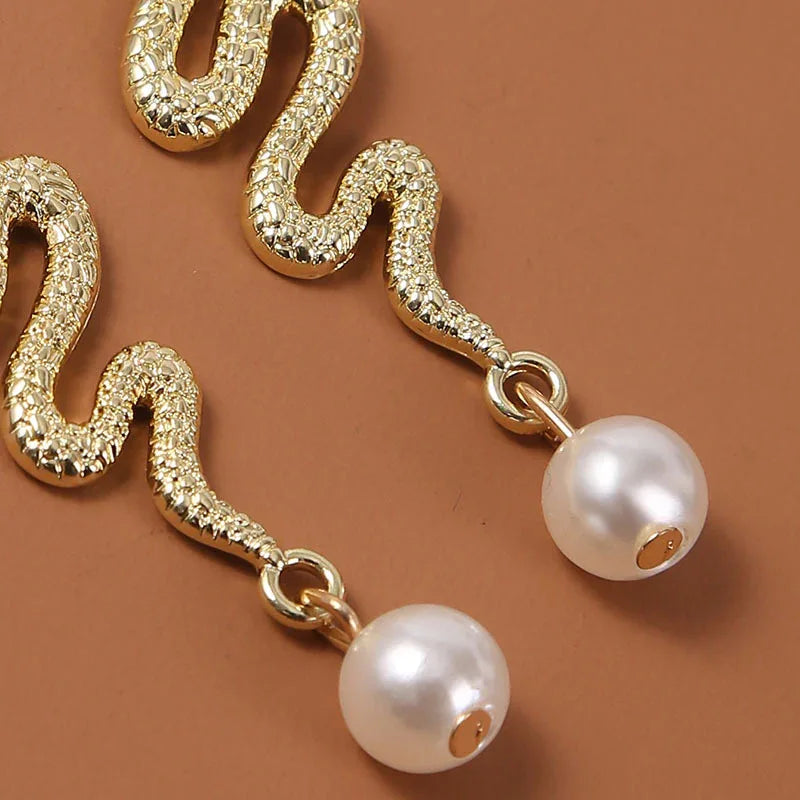 Bijoux boucles d'oreilles perles serpent animaux créatifs tendance Ins