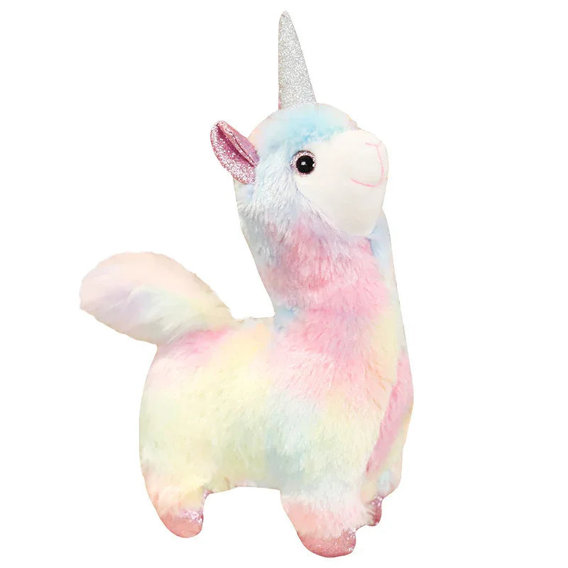 Jouet en peluche lama coloré en forme de corne pour enfants