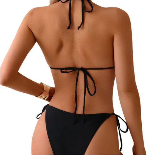 Maillot de bain bikini deux pièces perles métalliques pour femmes