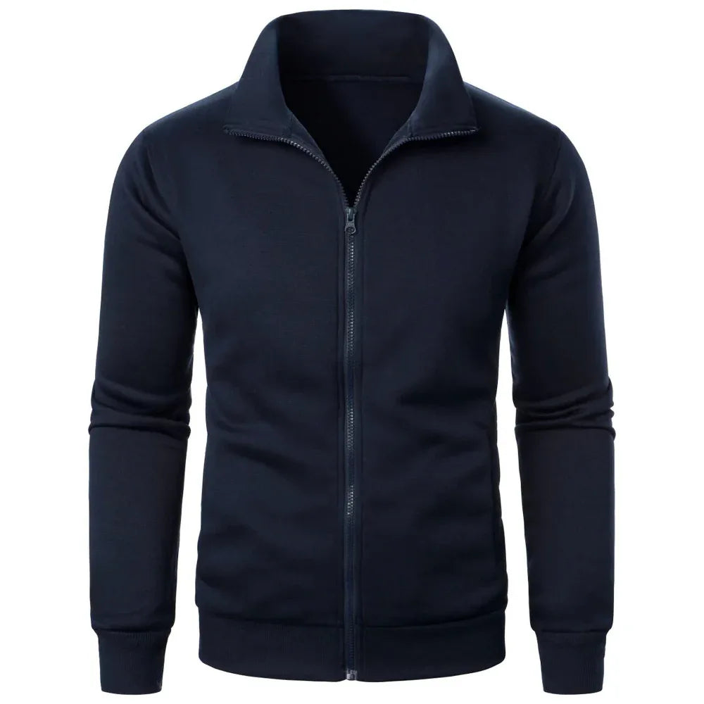 Stehkragen-Cardigan mit Reißverschluss, Fleece, verdickter Pullover, gerippte Bündchen, lässiges Sweatshirt