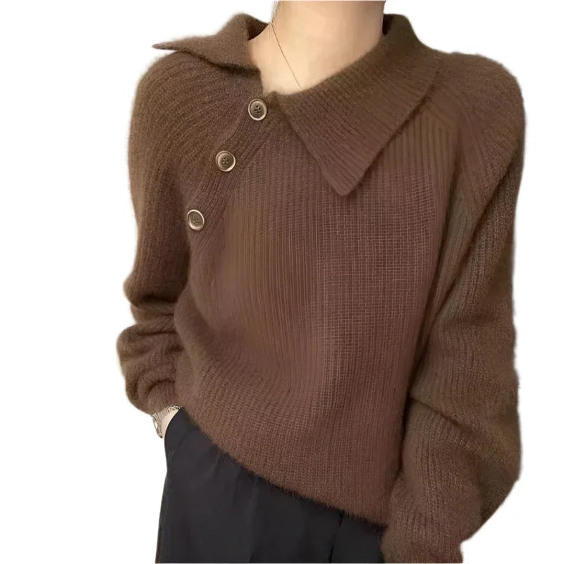 Haut en tricot irrégulier pour femme