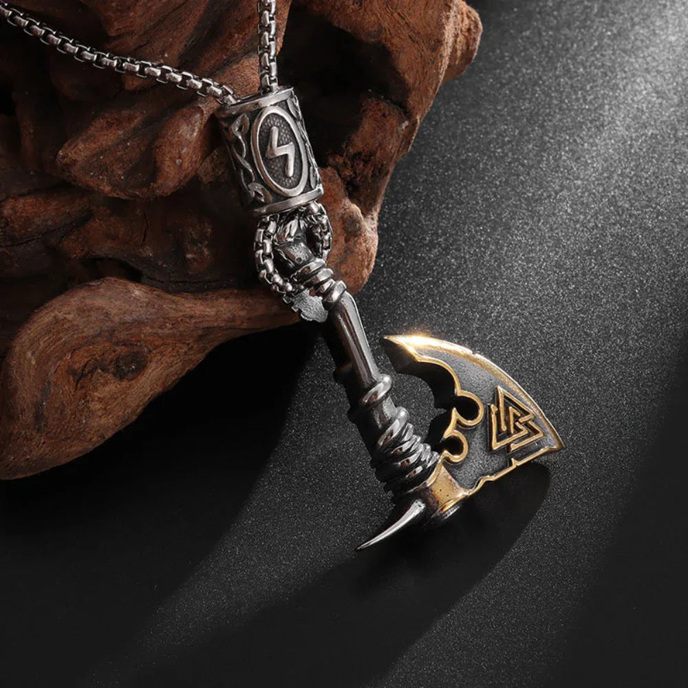 Collier pendentif Hache nordique en acier inoxydable pour homme - Viking Païen Créatif