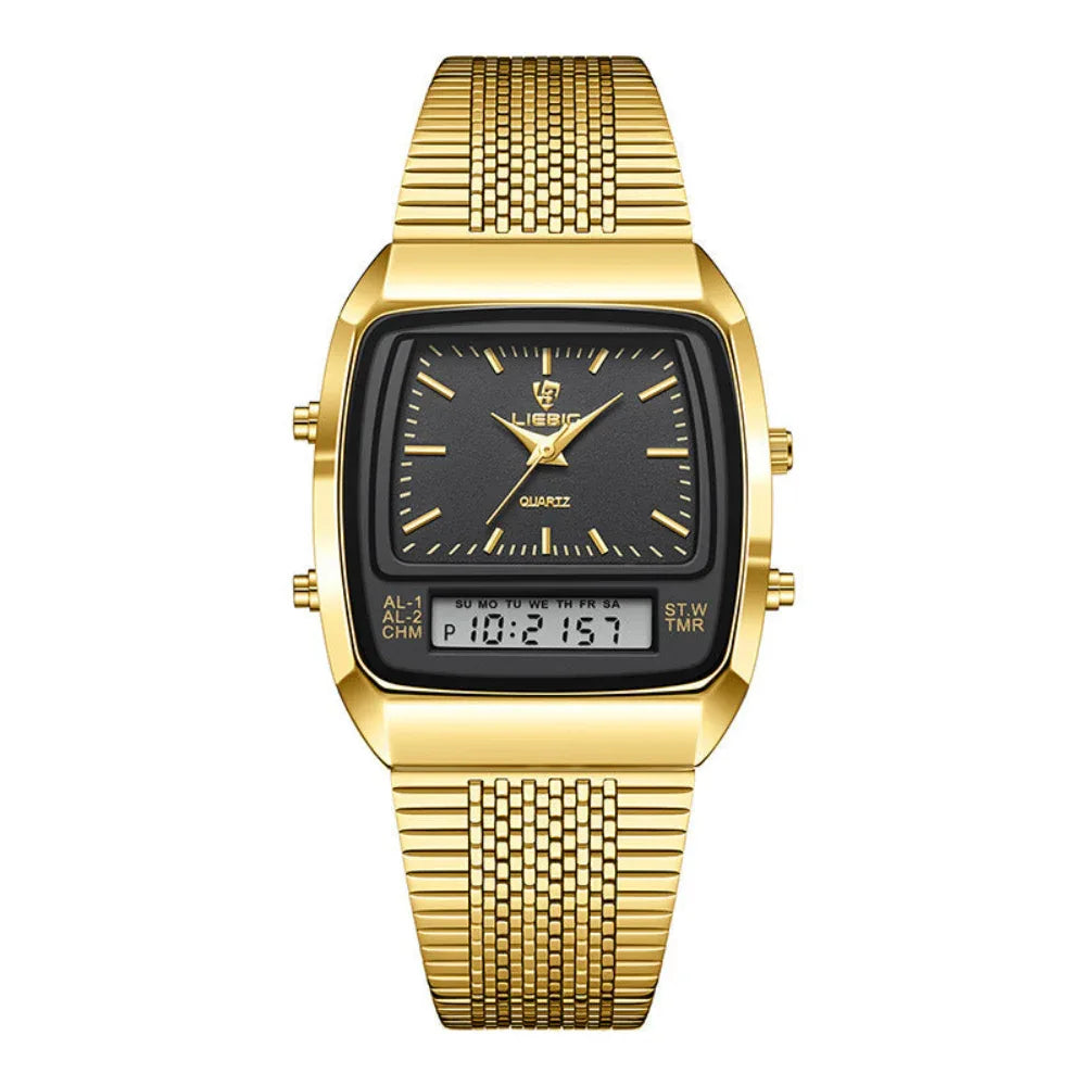 Montre électronique à quartz double affichage étanche décontractée et élégante