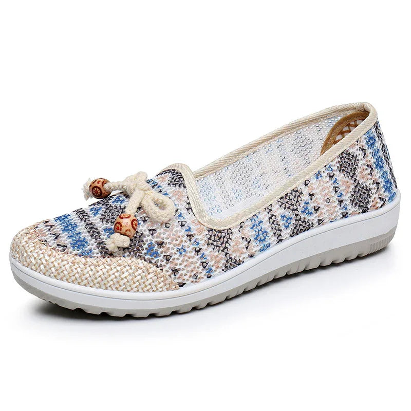 Mocassins Femme à Semelle Souple Antidérapants Chaussures en Tissu Creuses Respirantes