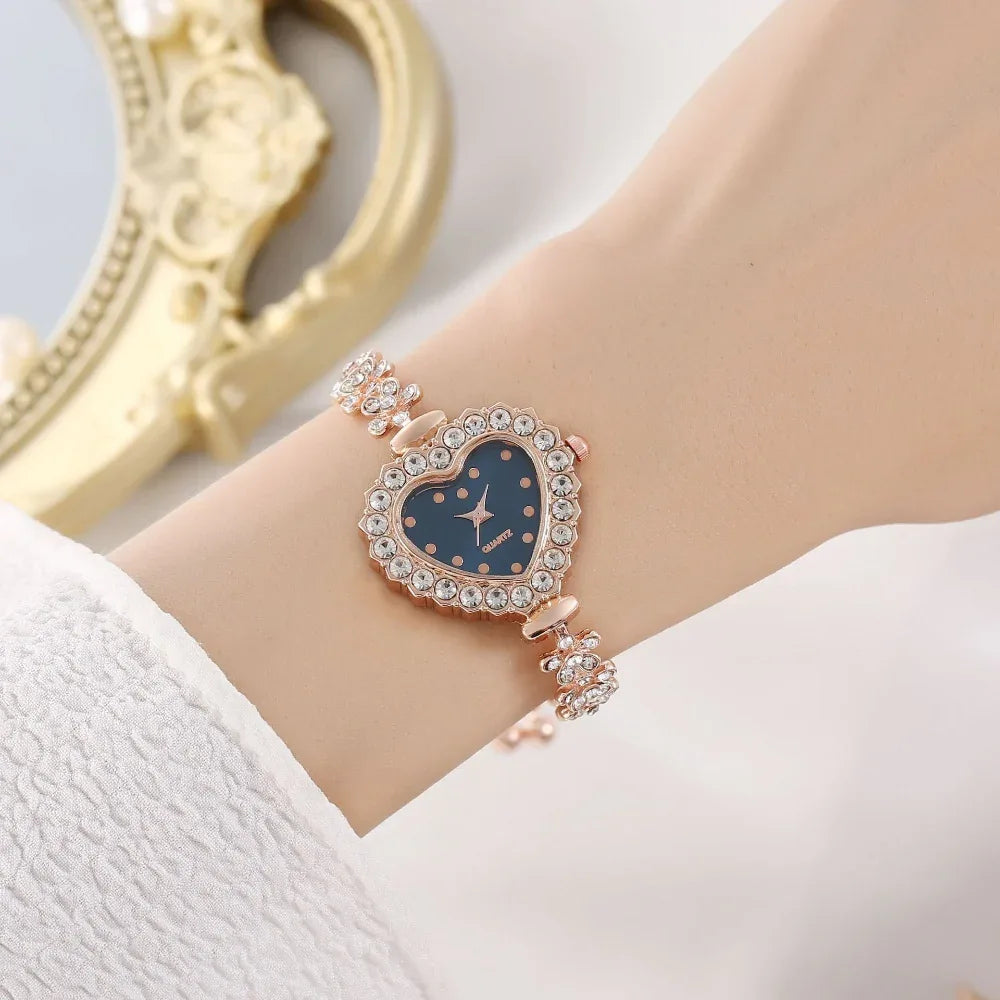 Montre élégante pour femme, assortie à tout, avec chaîne de fleurs incrustée de diamants