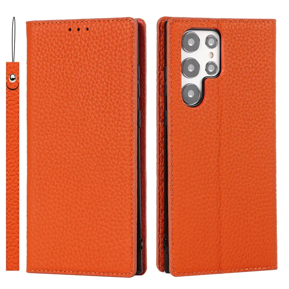 Coque de téléphone en cuir Litchi pour Galaxy S24 Ultra