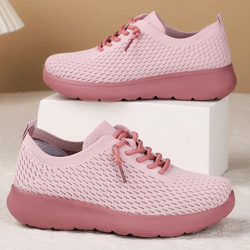 Bequeme Damen-Sneaker, atmungsaktiv, mit dicker Sohle, Freizeitschuhe