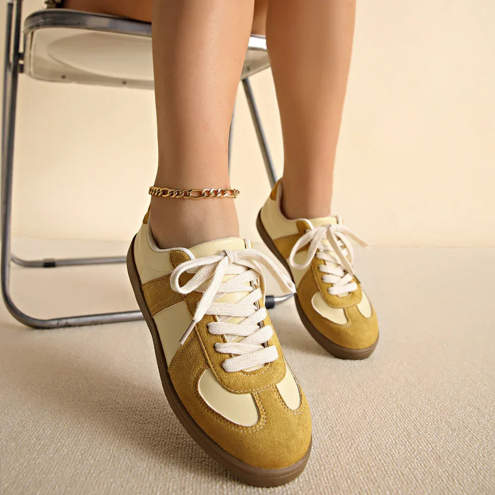 Runde Zehenpartie All-Matching Schnürsenkel Flache Retro Low-Top Sportschuhe