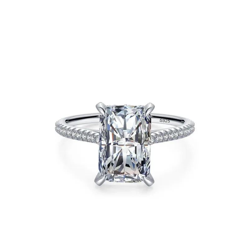 Bague en argent sterling S925 avec diamant de simulation