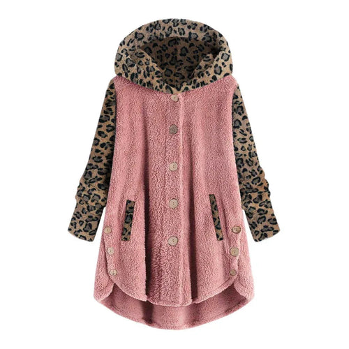 Manteau à capuche léopard en peluche à manches longues pour femmes pour l'automne et l'hiver