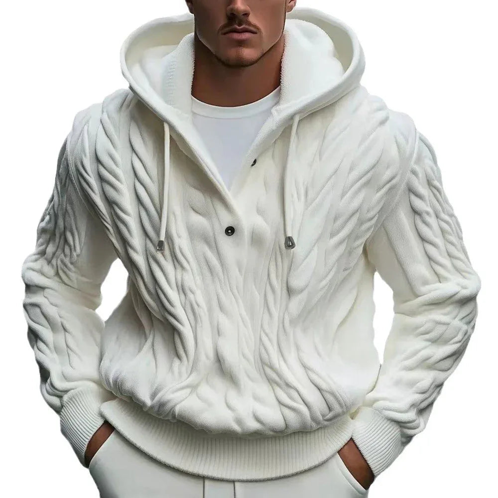 Pull à capuche pour homme avec cordon de serrage motif fleurs torsadées