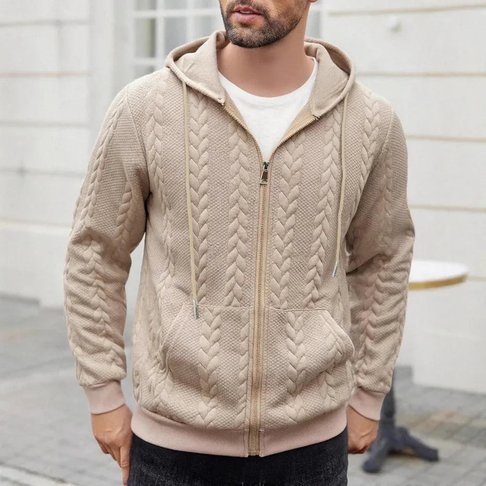 Sweat à capuche décontracté uni à motif sportif pour homme