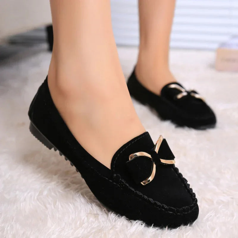 Chaussures plates à nœud papillon pour femmes, mocassins décontractés de couleur unie, chaussures d'été confortables