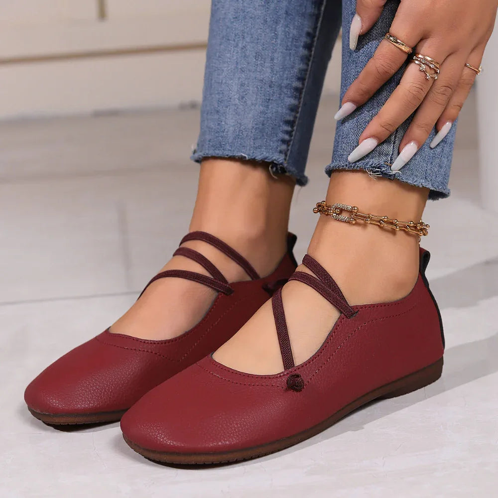 Chaussures plates à bout carré Fashion, mocassins peu profonds à enfiler, chaussures décontractées et confortables