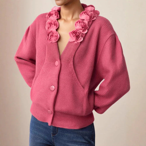 Pull col en V femme "French Rose" automne et hiver