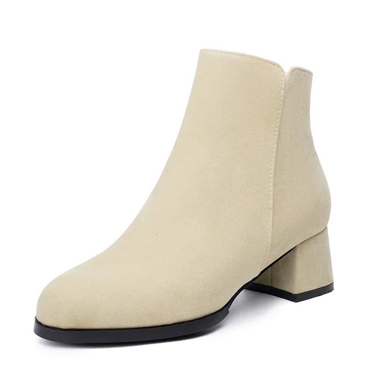 Bottes en suède pour femme à bout pointu et fermeture éclair latérale