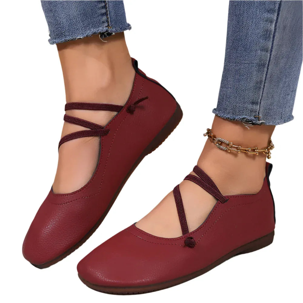 Chaussures plates à bout carré Fashion, mocassins peu profonds à enfiler, chaussures décontractées et confortables